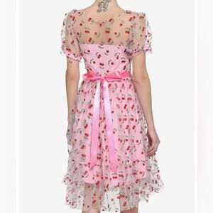 Hot Topic Cottage-core Pink Cherry Dress